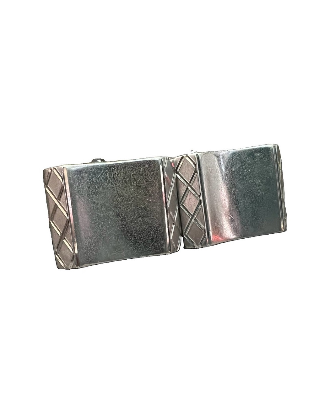 Vintage P&K Sterling Silver Rectangle Geometric Stamped Cufflinks
